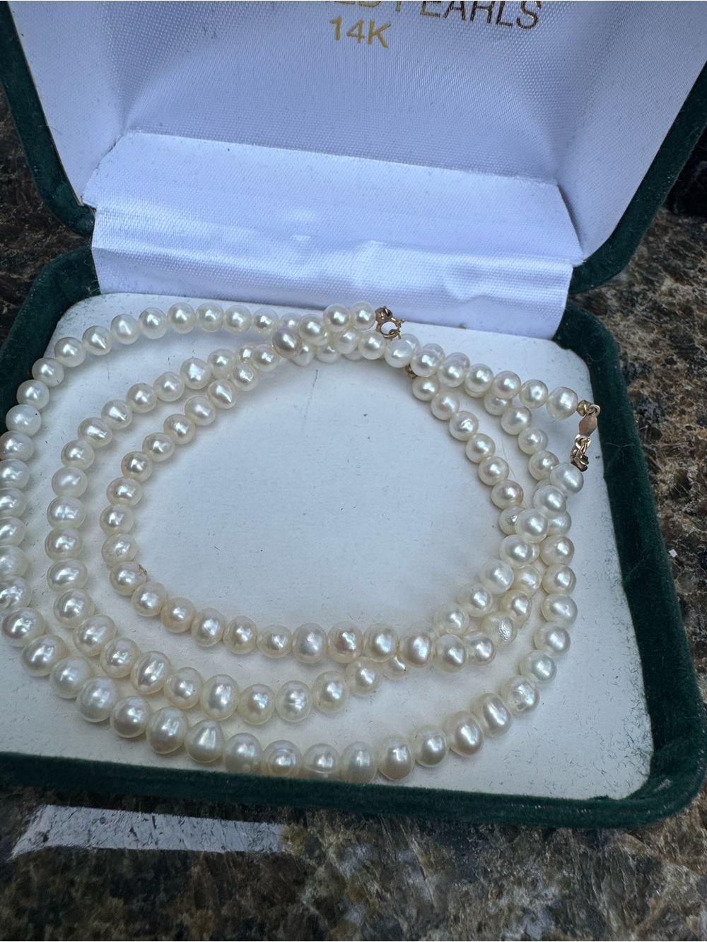 Cultured Pearl Necklace - White Pearls with 14K Gold Clasp